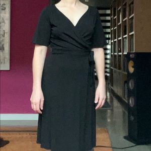 Black wrap dress. Comfortable and polished